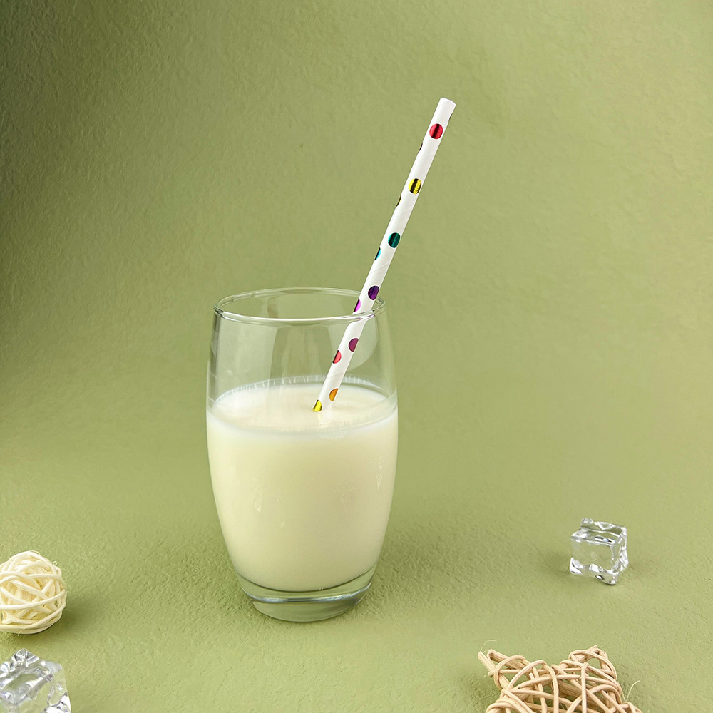 Paja de papel de punto colorido desechable degradable Kraft pastel de papel postre fiesta decoración paja tubo recto tubo de beber