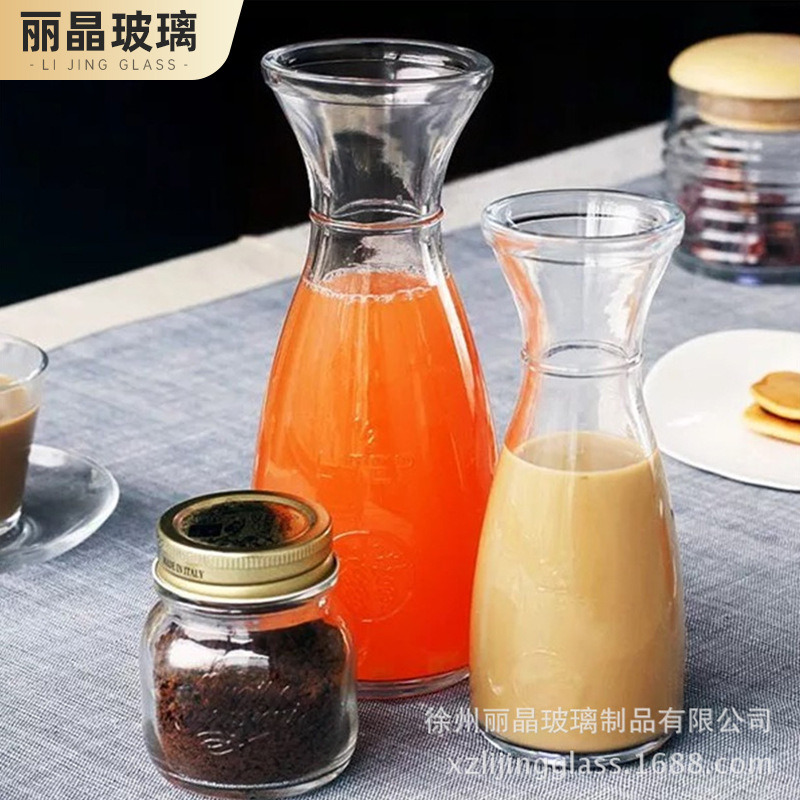 批发透明350ml玻璃瓶冰桔茶瓶观山果汁瓶饮料杯奶茶杯柠檬杯