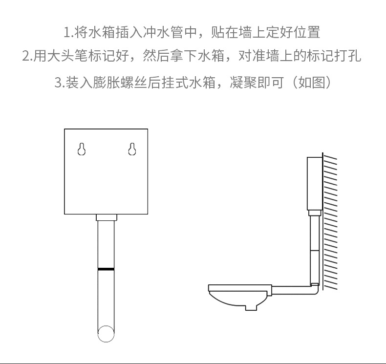 Large-sized universal plastic toilet water tank, wall-mounted bathroom flushing toilet box, household squat toilet water tank thickened undefined