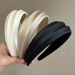 洋風サテンヘッドバンド、高級軽量高級帽子、女性用高頭頂部ヘッドバンド、夏の洗顔、シンプルなヘアバンド
