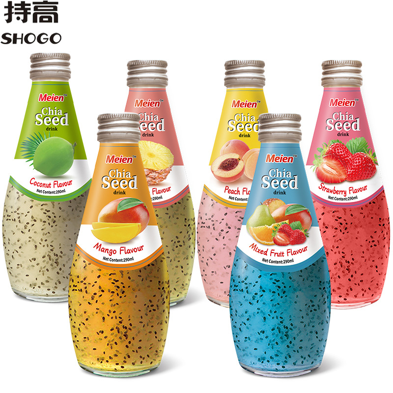 包邮 泰国进口美恩奇亚籽果汁饮料290ml 草莓芒果椰子水果味饮品
