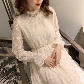 春秋款气质蕾丝打底连衣裙仙女中长款高冷御姐风成熟初秋裙子新品