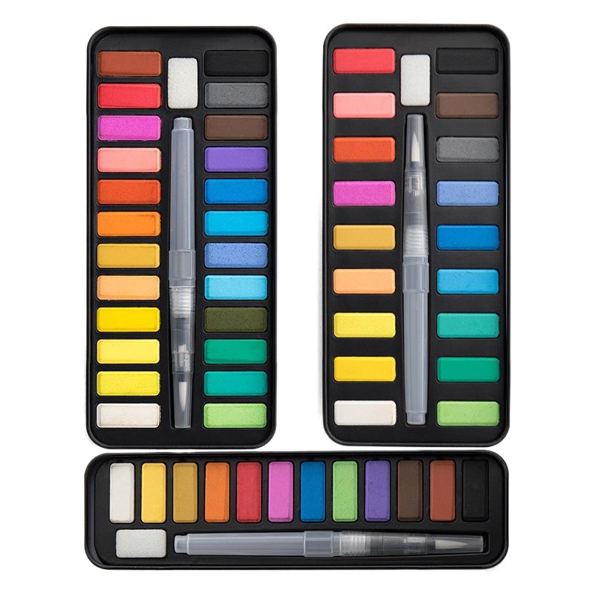 Pintura de acuarela sólida transfronteriza 12 colores 18 colores 24 colores succión acuarela pluma DIY graffiti estudiante traje de arte