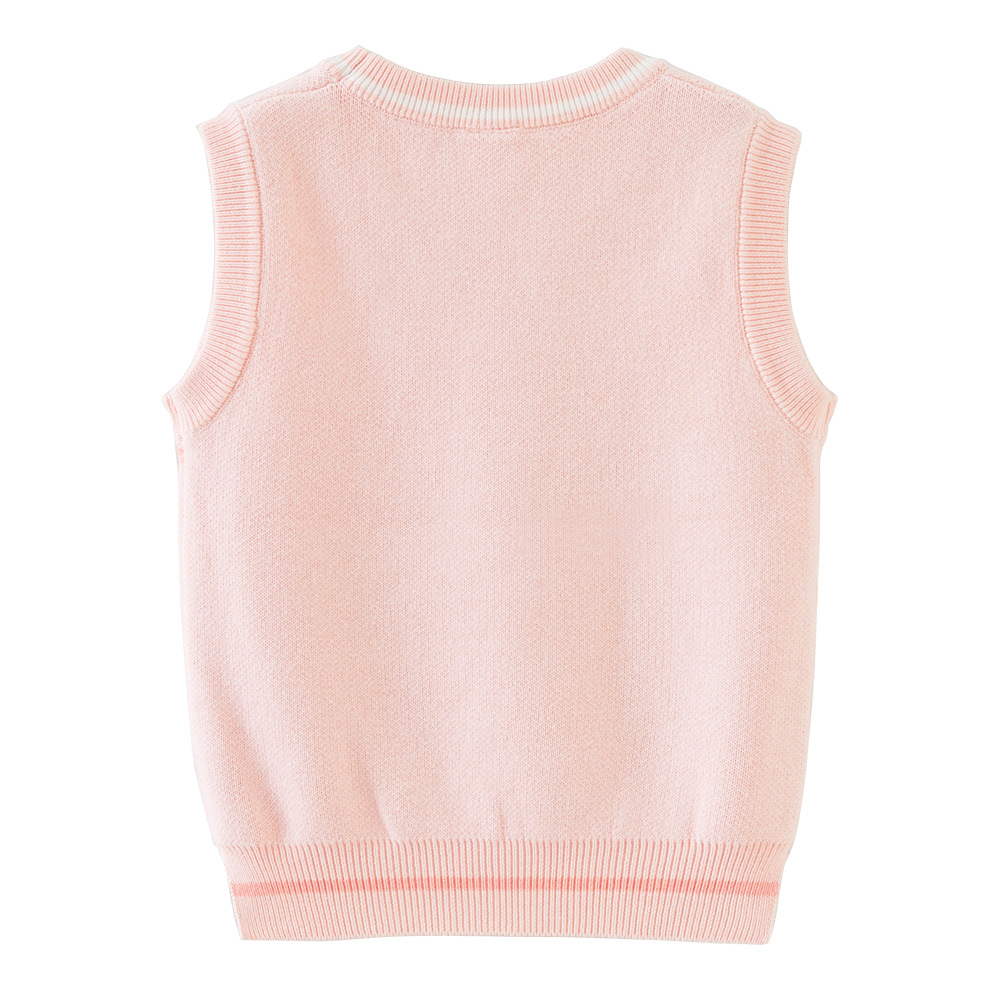 Chaleco de punto jacquard con cuello redondo, chaleco tejido, chaleco infantil, algodón puro, clase A, disponible para dropshipping.