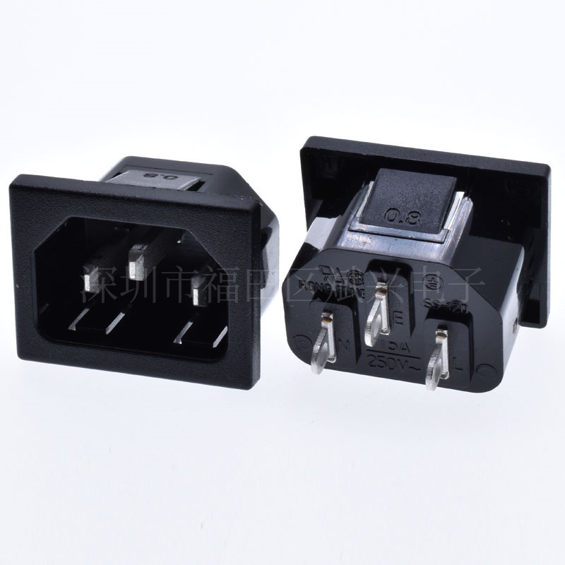 SS-120台湾荣丰AC电源插座 工业插座 四夹品字插座 接线座10A250V
