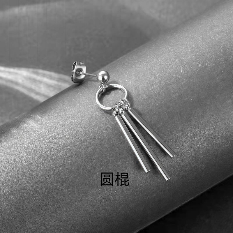 跨境爆款钛钢耳环潮男无耳洞可戴气质圆柱耳夹网红潮耳钉工厂直销|undefined