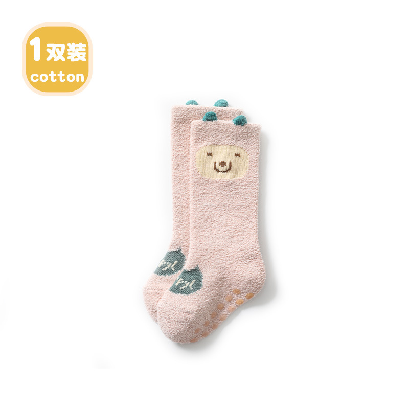 Liu Chengxing otoño e invierno Bebé medias de lana de coral caliente Temperatura de bloqueo niños y niñas medias altas dispensar piso antideslizante