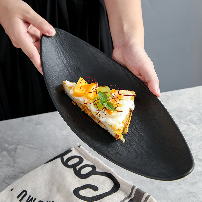 Plato de punto en relieve creativo Plato plano Plato rectangular de cerámica Plato de comedor Plato de frutas Plato de sushi japonés Plato de verduras Plato de pescado