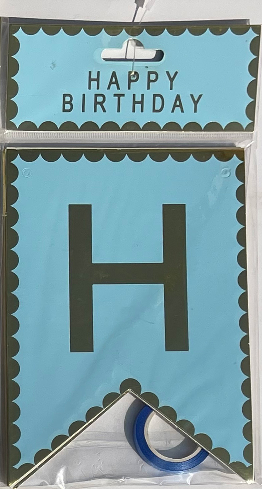 HAPPY BIRTHDAY fiesta de cumpleaños en inglés diseño diagonal de bandera de cola de mermaid letras banderas de color