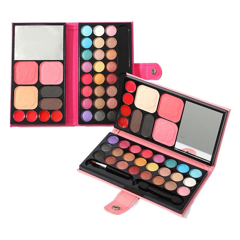 33-Color Pearlescent Matte Eye Shadow Lipstick Blush Makeup Set All-In-One Palette Beginner Portable Wallet Eye Shadow Palette