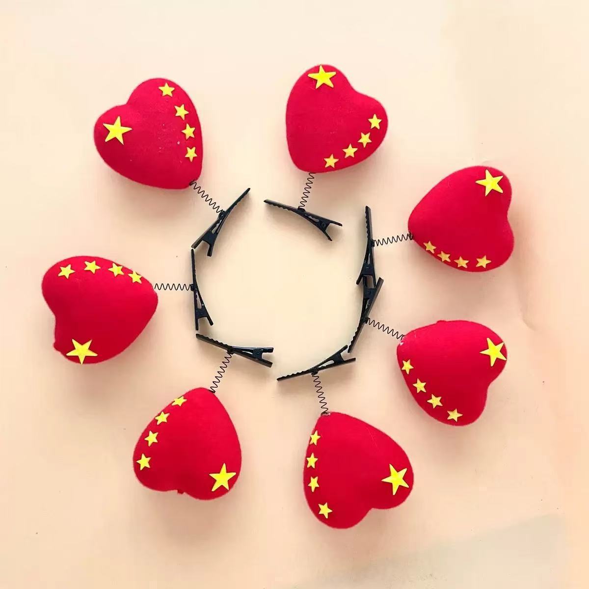 별 다섯개짜리 사랑 붉은 깃발 머리핀