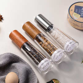 家用厨房亚克力胡椒粒研磨器手动现磨胡椒粉不锈钢研磨瓶调味瓶罐