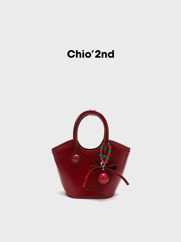 Nanfeng Chio2nd 本革チェリーラブハンドヘルドトートバッグ女性の 2025 新しいシングルショルダークロスボディバッグ|undefined