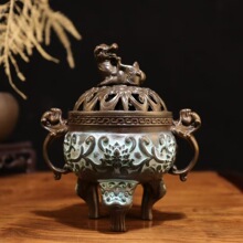 仿铜香炉家用室内盘香炉复古茶道檀香沉香创意禅意熏炉天狗炉摆件