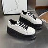 High white shoes platform, mesh footwear, comfortable sneakers for leisure, suitable for teen, 2023 years, autumn, trend of season, internet celebrity