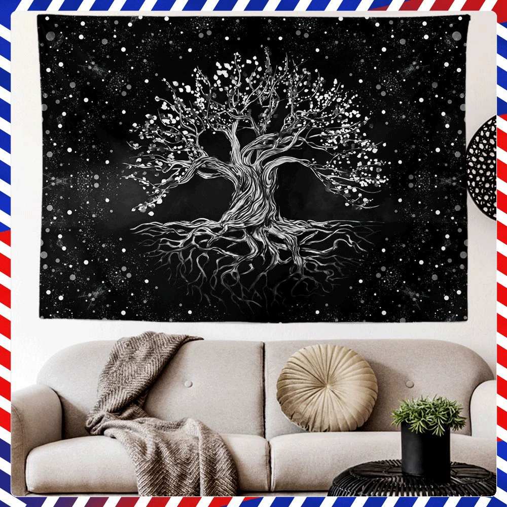 Ins стиль черно-белое дерево отражение гобелен украшение стены спальни фон ткань оптовая продажа фабрики печать висит ткань