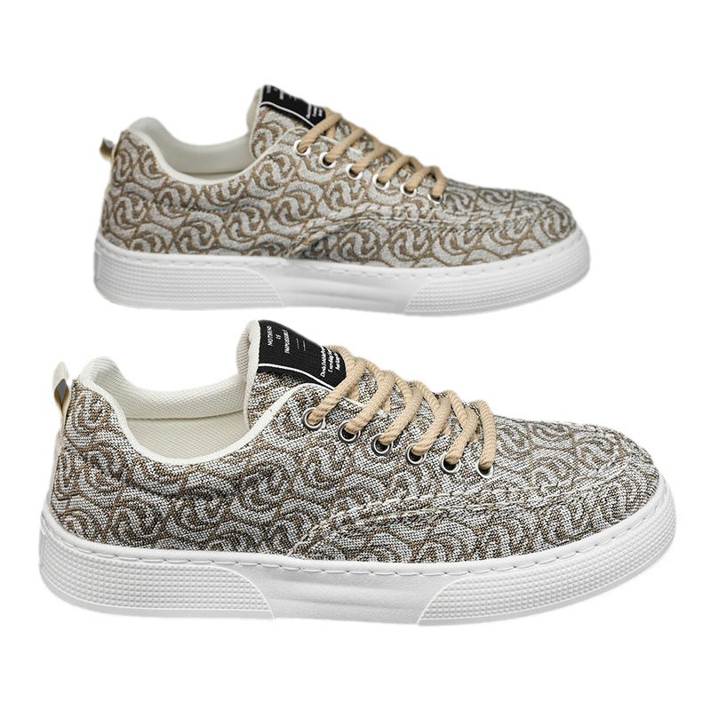 Zapatillas de lona para hombre, de caña baja, estilo nuevo de invierno 2025, zapatillas deportivas estampadas de caña baja, zapatillas deportivas casuales de suela gruesa para hombre.