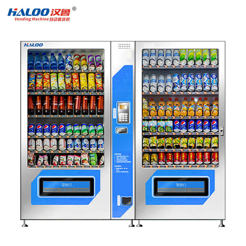 Máquina Expendedora de doble gabinete comercial snack bebida máquina integral gran capacidad necesidades diarias máscara máquina expendedora