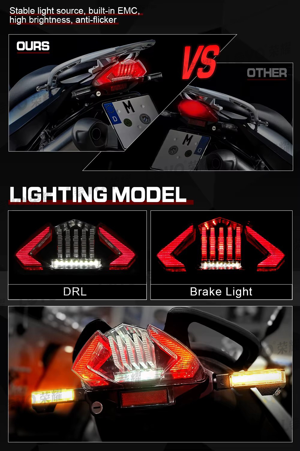 Applicable to BMW motorcycle BMW R1200GS F800 modified rear taillight rear brake light with turn signal