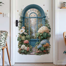植物花卉仿真窗户贴纸背景墙装饰贴画卧室墙可移除壁画贴 69222