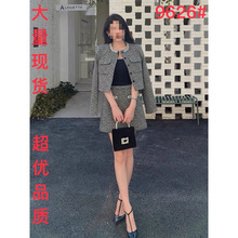 长期现货2025秋赵丽颖明星同款上衣外套高腰短裙穿搭小香风套装女