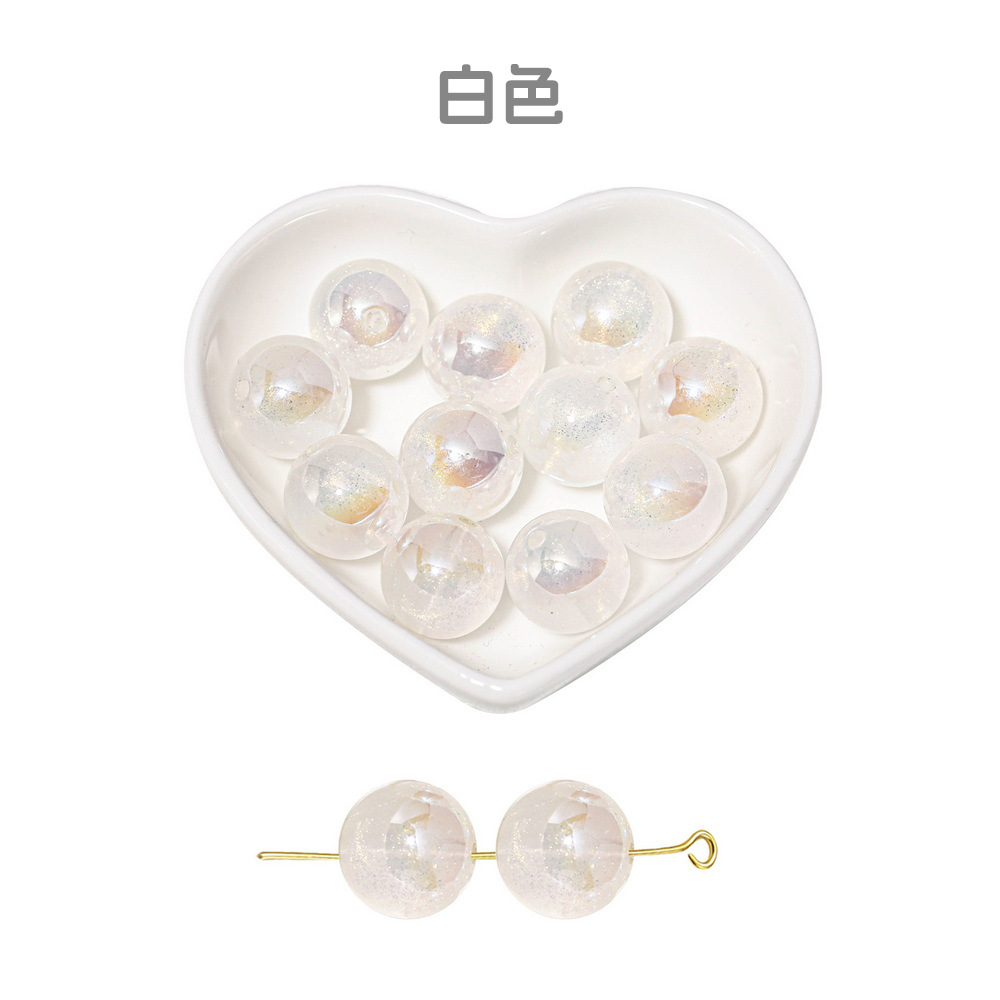 Haijia abs productos de alta calidad años de oro galvanoplastia de cuentas redondas de orificio recto de orificio pasante cadena de teléfono móvil hecha a mano material de bricolaje cuentas al por mayor