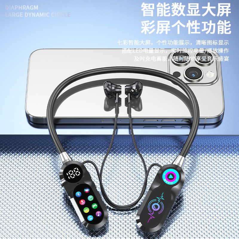 新型の爆発的なk歌の歌の歌の耳が変わって音のカラースクリーンの首のかけている無線のbluetoothのイヤホンのデジタル表示の生放送は通用します。|undefined
