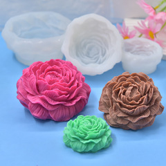 大、中、小の 3 つの牡丹の花の形のシリコーン型石鹸シリコーン型フォンダン diy キャンドル型