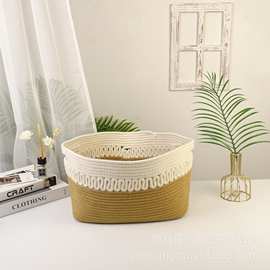 北欧大号棉线收纳篮编织卧室脏衣篮玩具收纳篓置物筐筐子储物