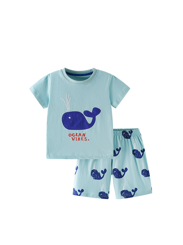 Malwee transfronterizo niño trajes de verano nuevos niños europeos y estadounidenses de manga corta camiseta de cuello redondo de dos piezas
