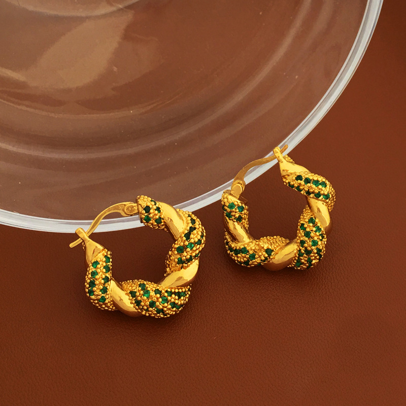 Fashion Geometric Copper Hoop Earrings Plating Zircon Copper Earrings