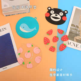 厂家PVC软胶彩印杯垫 可印制logo图案酒店活动赠品隔热垫pvc杯垫