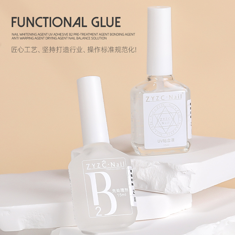 Zyzc agente de eliminación de uñas UV Adhesivo B2 Primer agente de tratamiento agente aglutinante agente anti-deformación desecante líquido de equilibrio de belleza de uñas