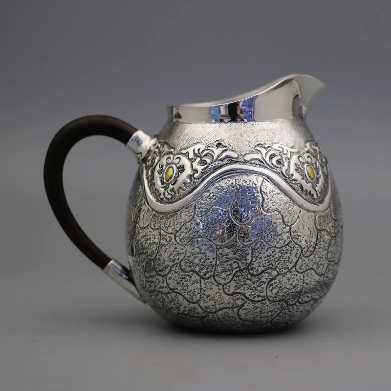 Sterling silver teapot tea set to make old stone pattern wood handle tea divisions
