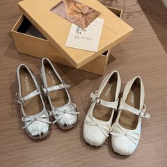 法式浅口平底单鞋女2025年夏季新款蝴蝶结芭蕾舞鞋配裙子玛丽珍鞋