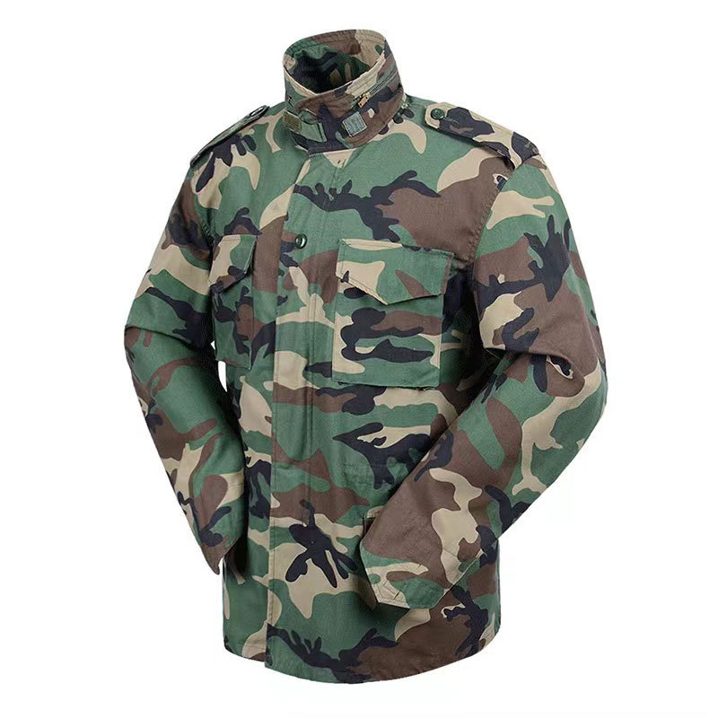 M65 Polyester-Cotton Camouflage Outwear Outdoor Tactical Windbreaker Windproof Camouflage Outwear Mid-Length Wear-Resistant Warm Jacket