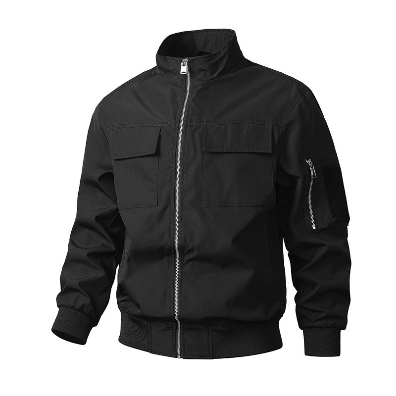 American-Style Trendy Coach Jacket, Three-Proof Stand Collar, Casual Solid Color, Vintage Autumn Outdoor Workwear Flight Versatile Jacket