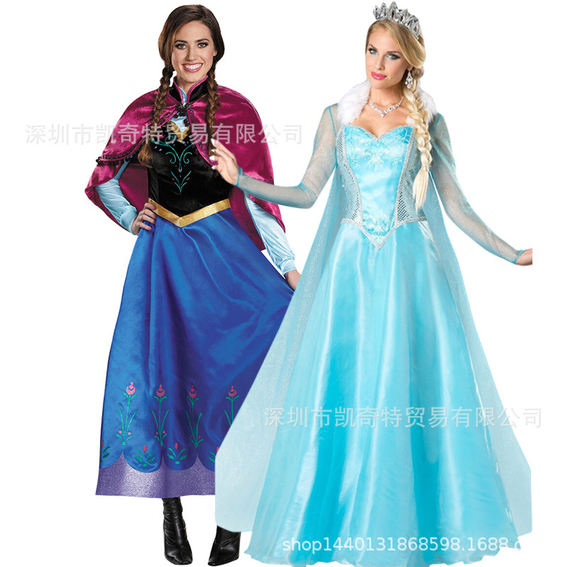 Halloween Adult Costume Frozen Cosplay Masquerade Clothes Elsa Anna Princess Dress