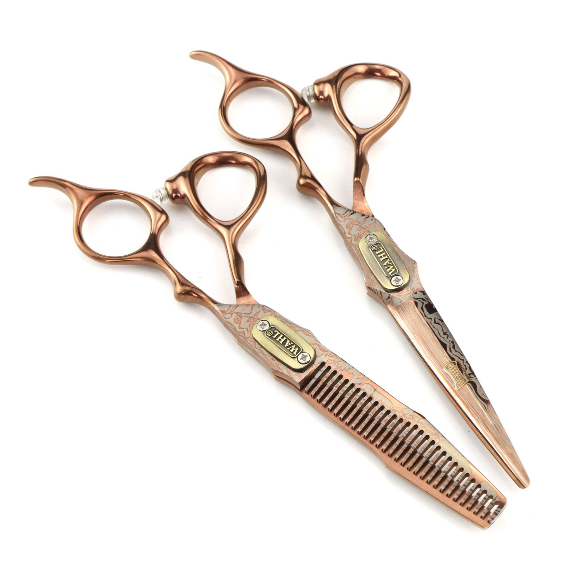 Ciseaux de coiffure professionnels damas bronze double épée_voghion.com