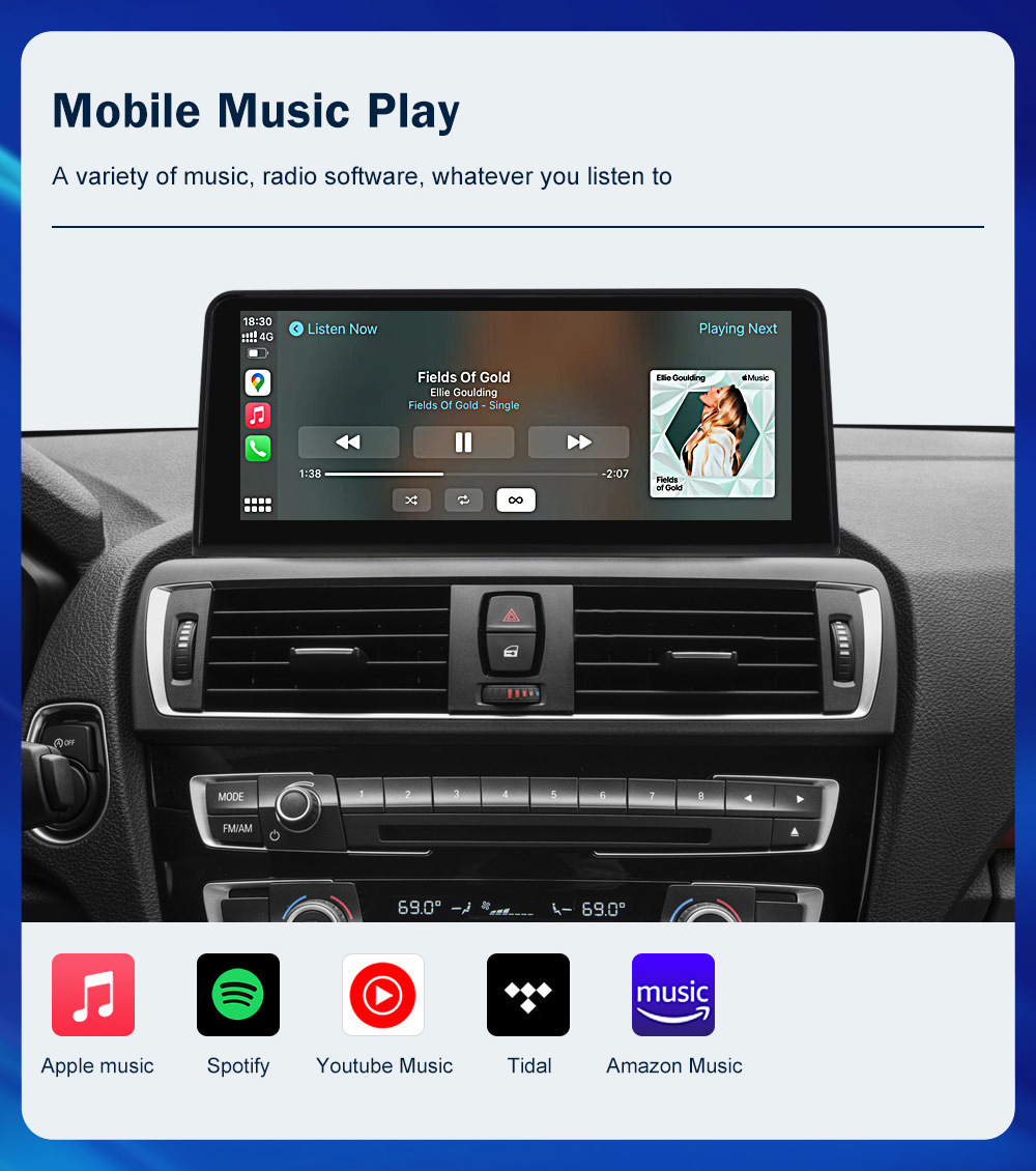 10.25'' Car Multimedia Display for Bmw 1/2 Series Nbt System Bluetooth Wireless Carplay
