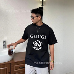 GU 高バージョン 25SS 新ラッキーダイス ダブルGレタープリント 半袖Tシャツ カップルスタイル 万能Gファミリー