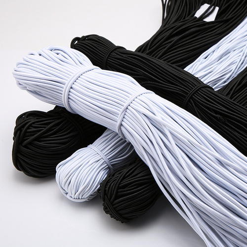 Manufacturer round elastic band high elasticity durable rubber band black white multi-core latex silk elastic rope
