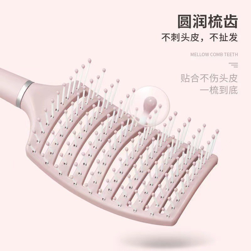 ふわふわな豚バラ肉の形状、カーブした高頭蓋骨ヘアケア、女性と男性の巻き毛用の大きなカーブコーム、広い歯のヘアスムージングマッサージ|undefined