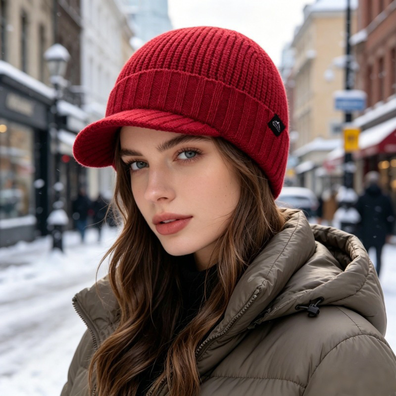 Versatile Warm Knit Hat for Autumn and Winter, Fashionable Unisex Ear-Protecting High-Elastic Deep Red Beanie