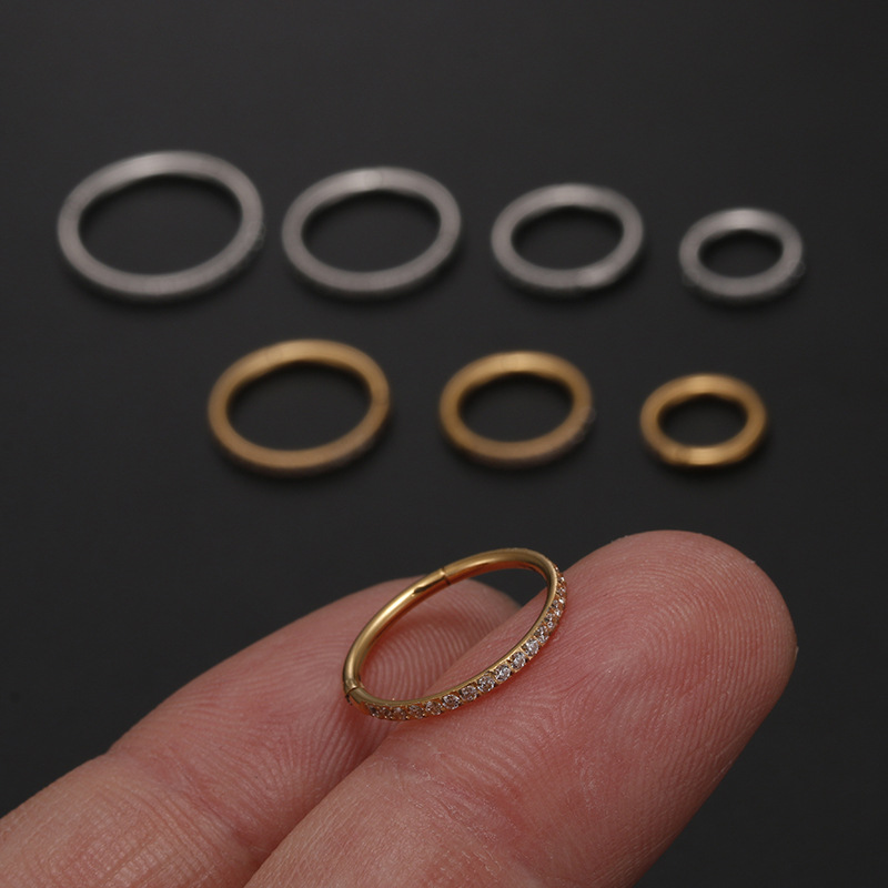 Daily Occasion Stainless Steel Material Simple Style Round Stainless Steel Inlay Zircon Nose Ring Nose Pin