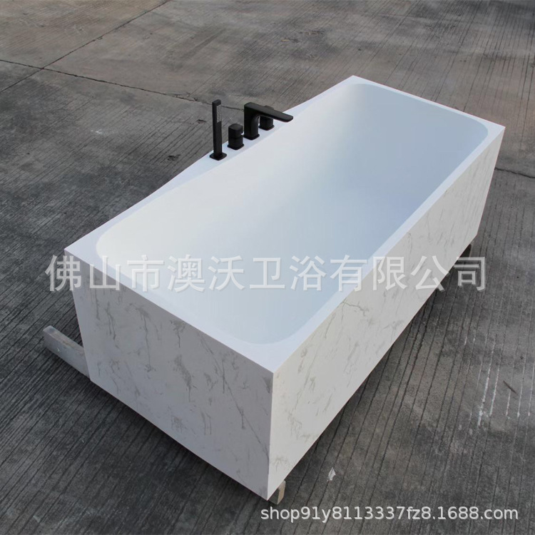 Foshan baño sanitarios hogar adulto pareja bañera independiente marbling integrado piedra artificial microcristalina
