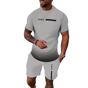 2025 Summer New 3D Fashion Trend Trendy Cool Short-Sleeved Shorts T-Shirt Suit European and American Hot Selling Full Print