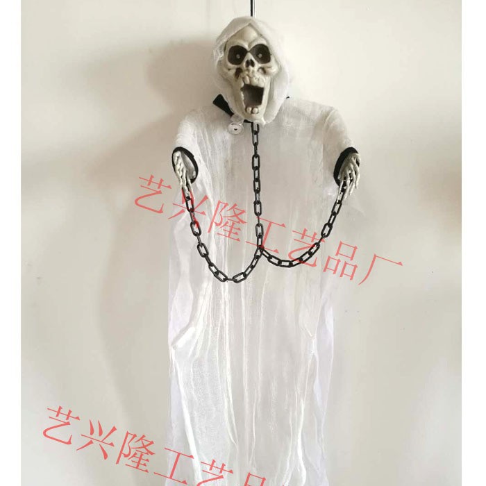 Fantasmas blancas colgantes fantasmas Halloween casa embrujada tienda de tatuajes sala secreta escape accesorios decoración colgante hechizo