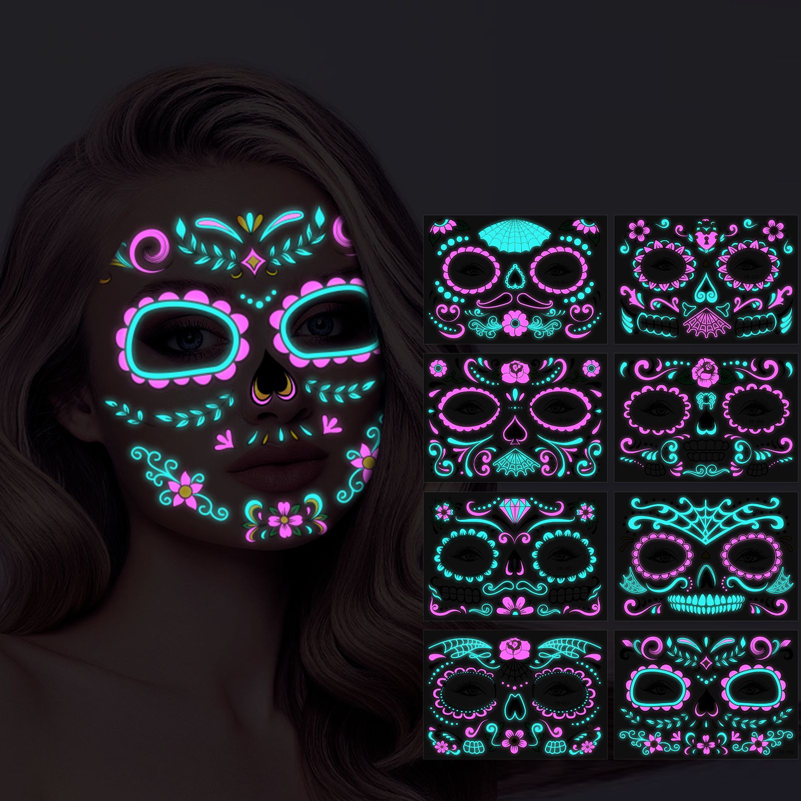 Tatuajes Temporales Luminosos de Papel de Transferencia de Agua para Halloween