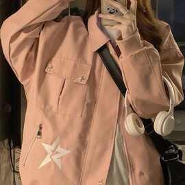批发美式棒球服女春秋季2025新款休闲宽松飞行员夹克工装外套